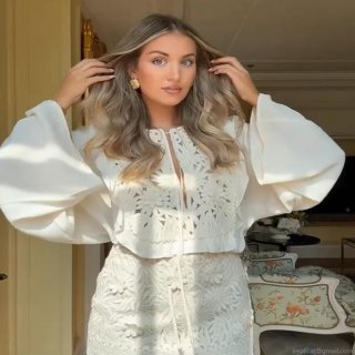 Women's Two Piece Skirt Set White Lace Hollow Embroidery Cotton Blend Flare Sleeve V-Neck Tie Front Top High Waist Mini Skirt Casual Streetwear Vacation Outfit