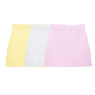 Women Elegant Knit Two-Piece Set Short Sleeve Cardigan and Mini Skirt Polyester Cotton Blend Embossed Gold Buttons Round Neck Casual Streetwear Fashion Office Daily Party