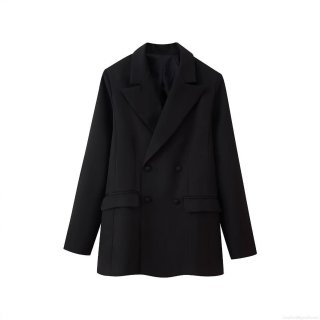 Women's Elegant Black Double Breasted Blazer Jacket And Floral Lace Maxi Skirt Two Piece Set Office Lady Business Outfits