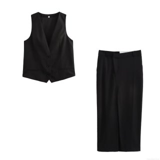 Women's 2 Piece Skirt Set Sleeveless V-Neck Button Vest Top And High Waist Side Slit Midi Skirt Solid Color Polyester Cotton Blend Casual Streetwear Summer Outfit