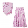 Women's 2 Piece Set Abstract Vortex Print Satin Scarf Bandeau Top and High Waist A-Line Midi Skirt Streetwear Summer Vacation Outfits