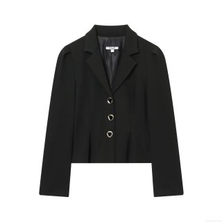 Women's Two Piece Skirt Set Puff Sleeve Waist Trimmed Blazer Jacket And High Waist Slit Midi Skirt Professional Chic Office Lady Streetwear Outfit