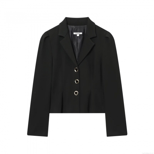 Women's Two Piece Skirt Set Puff Sleeve Waist Trimmed Blazer Jacket And High Waist Slit Midi Skirt Professional Chic Office Lady Streetwear Outfit