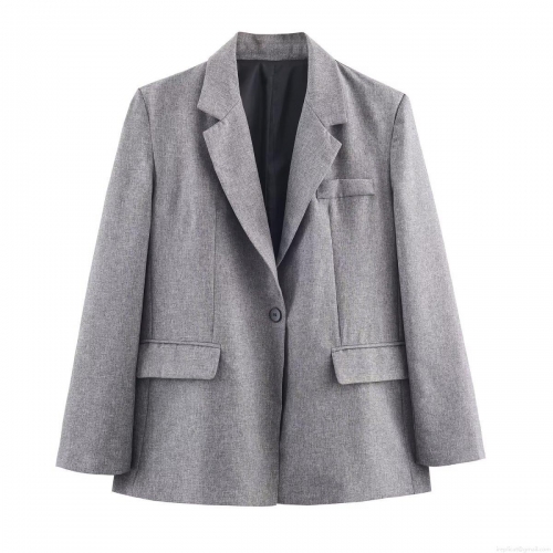 Women Elegant Herringbone Blazer And Skirt Set Padded Shoulder Long Sleeve Jacket High Waist Pleated A-Line Maxi Skirt With Belt Office Lady 2 Piece Co-ord Set Grey