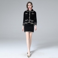 Women Elegant Tweed Two-Piece Skirt Set Long Sleeve Short Jacket and Mini Skirt Outfit Celebrity Style Autumn Winter Commute Fashion Clothing