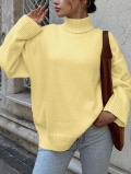Women's Turtleneck Sweater Casual Loose Knit Pullover Soft Acrylic Blend Solid Color Long Sleeve Warm Jumper For Fall Winter Women