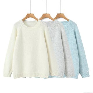 Women Loose Knit Pullover Sweater Soft Crew Neck Long Sleeve Jumper Casual Solid Color Polyester Knitwear For Autumn Winter