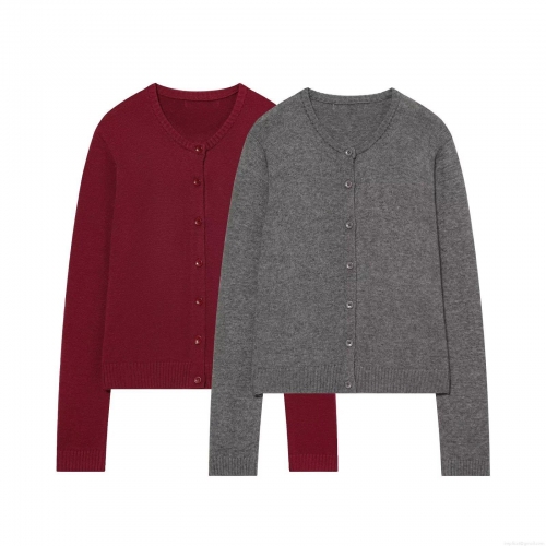 Women's Long Sleeve Knit Cardigan Sweater Round Neck Single Breasted Solid Color Knitted Jacket For Daily Casual Streetwear Young Adult