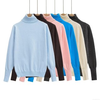 Women's Turtleneck Knit Sweater Long Sleeve Ribbed Pullover Minimalist Slim Fit Solid Color Polyester Jumper For Autumn Winter Casual Daily Fashion