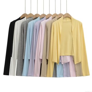 Women's Cropped Open Front Knit Cardigan Long Sleeve Shrug Bolero Solid Color Lightweight Sun Protection Sweater Tops for Casual Daily Summer AC Room Jacket
