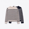 Women's Western Style Striped Sweater Polyester Knit Round Neck Long Raglan Sleeve Contrast Color Loose Fit Pullover Knitwear Top For Daily Streetwear