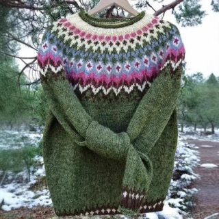 Women's Fair Isle Knitted Pullover Sweater Crew Neck Long Sleeve Loose Fit Casual Winter Warm Jumper Nordic Geometric Pattern Acrylic Knitwear Tops