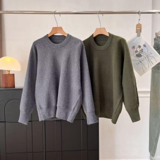 Women Loose Knit Sweater Round Neck Long Sleeve Pullover Casual Solid Color Autumn Winter Top Minimalist Soft Blend Knitted Jumper for Daily Wear Ladies Fashion