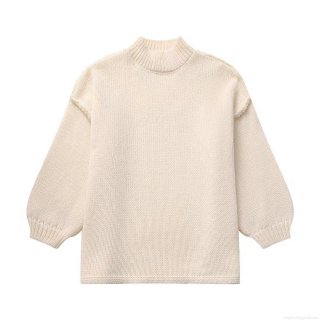 Women's Oversized Chunky Knit Sweater Casual Lantern Sleeve Mock Neck Pullover 100% Polyester Solid Color Autumn Winter Warm Loose Top
