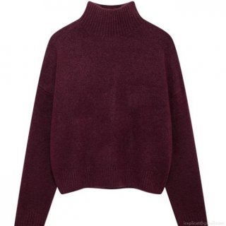 Women's Oversized High Neck Knitted Sweater 100% Polyester Solid Color Drop Shoulder Pullover Top For Autumn Winter Warm Casual Daily Wear