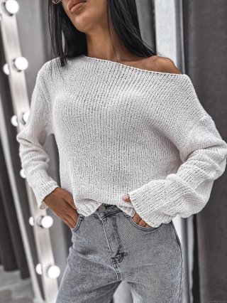 Women's Sexy Off-Shoulder Cotton Knit Sweater Chunky Long Sleeve Loose Fit Short Crop Top Streetwear Y2K Minimalist Solid Color Pullover Knitwear