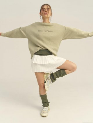 Women's Planet Of Love Letter Print Oversized Knit Sweater Cotton Polyester Blend Round Neck Long Sleeve Pullover Autumn Winter Casual Streetwear Jumper Top