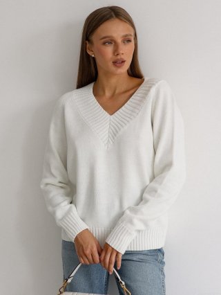 Women's V Neck Cotton Blend Acrylic Knitted Sweater Elegant Long Sleeve Ribbed Cuff Solid Color Street Fashion Loose Pullover Jumper For Autumn Winter