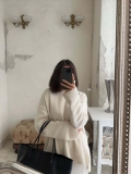 Women's Oversized Knit Sweater Cotton Blend Round Neck Long Sleeve Pullover Casual Loose Jumper Autumn Winter Gentle Style Soft Top