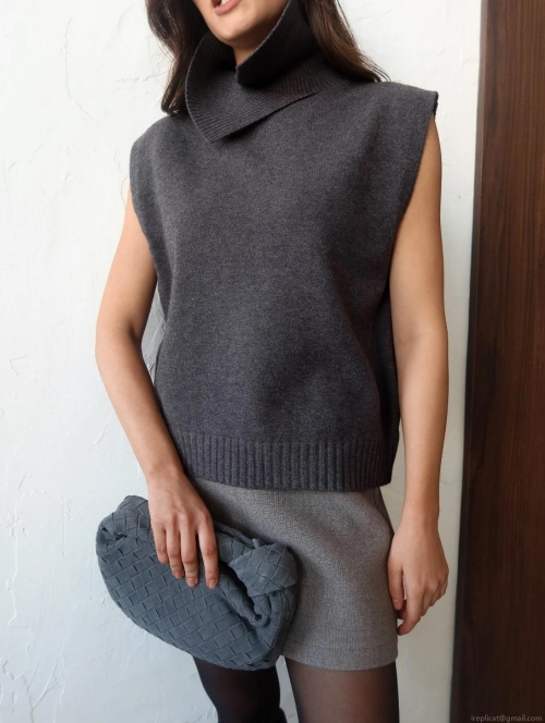 Women's Casual Knitted Sleeveless Vest High Neck Loose Fit Cotton Blend Pullover Sweater Top For Spring Autumn Daily Layering