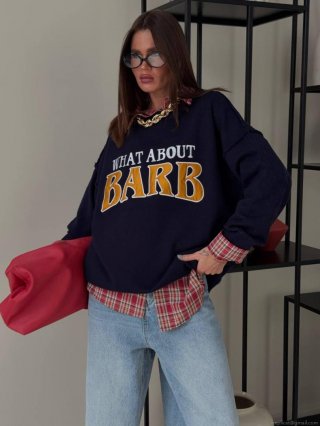 Women's Casual Wool Blend Pullover Sweater Loose Fit Letter Print Round Neck Long Sleeve Knitwear Tops Streetwear Fashion For Autumn Winter