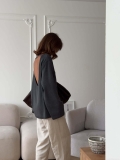 Women's Open Back Pullover Sweater Cotton Polyester Blend Oversized Knit Top Soft Lazy Style Long Sleeve Jumper For Autumn Winter Casual Daily Wear