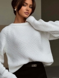 Women's Loose Thick Knit Sweater Cotton Blend Crew Neck Long Sleeve Pullover Solid Color Casual Warm Jumper Autumn Winter Fashion Knitwear
