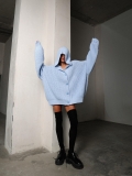 Women's Hooded Chunky Knit Cardigan Oversized Loose Long Sleeve Single Breasted Button Down Sweater Casual Solid Color Soft Outwear For Autumn Winter Ladies