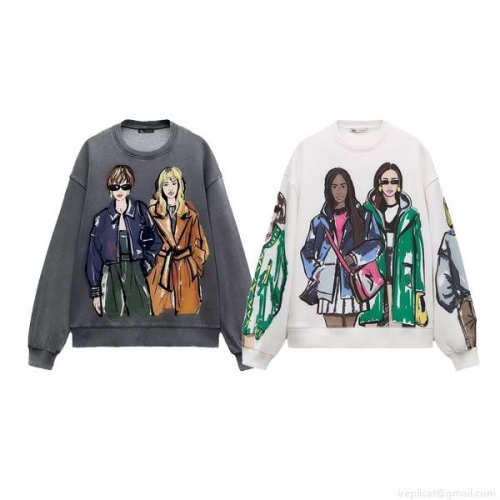 Women's Oversized Sweatshirt Cotton Blend Fleece Round Neck Long Sleeve Fashion Figure Print Streetwear Pullover Top for Women Casual Loose Fit Warm Hoodie