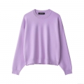 Women's Solid Color Round Neck Long Sleeve Knit Sweatshirt Autumn Winter Loose Casual Streetwear Polyester Pullover Jumper For Ladies