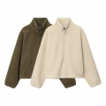 Women's Teddy Fleece Sweatshirt Half Zipper Stand Collar Loose Casual Pullover Warm Iceland Fleece Autumn Winter Long Sleeve Top