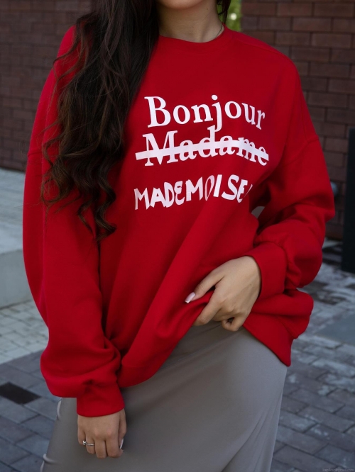 Women's Casual Oversized Letter Print Sweatshirt Fashion Round Neck Long Sleeve Pullover Cotton Blend Streetwear Top For Autumn Ladies