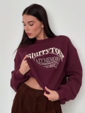 Women's Casual Letter Print Sweatshirt Cotton Blend Long Sleeve Crew Neck Pullover Tops Loose Streetwear Fashion Oversized Jumper For Women