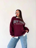 Women's American Retro Letter Print Sweatshirt 95% Cotton Loose Fit Crew Neck Long Sleeve Pullover New York Brooklyn Graphic Streetwear Daily Casual Jumper Tops
