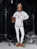 Women's Half-Zipper Sweatshirt Cotton Blend Letter Embroidered Loose Fit Long Sleeve Casual Streetwear Pullover Top Femme Power Slogan Apparel