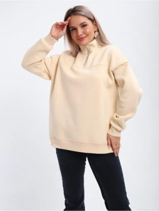 Women's Half Zipper Stand Collar Sweatshirt 100% Cotton Loose Fit Solid Color Pullover Long Sleeve Warm Sporty Top Autumn Winter Casual Streetwear Jacket