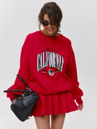 American Vintage Letter CALIFORNIA Print Eagle Crewneck Sweatshirt Cotton Loose Long Sleeve Pullover Women Fashion Streetwear Top Two Piece Skirt Set