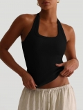 Women's Halter Neck Tank Top Ribbed Knit Slim Fit Camisole Y2K Yoga Crop Top Sexy Backless Summer Casual Vest Sleeveless Top
