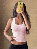 Women's Y2K Sexy Ribbed Knit Tank Top U-Neck Slim Fit Solid Color Sleeveless Cropped Camisole For Summer Party Clubwear