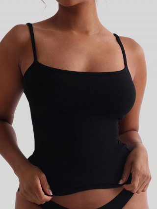 Women's Ribbed Knit Tank Top Slim Fit Sleeveless Camisole Soft Viscose Elastane Cami Top For Summer Casual Sport Yoga Wear