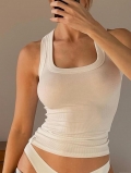 Women's Ribbed Knit Tank Top Slim Fit Square Neck Racerback Yoga Sport Cami Sexy Streetwear Basic Sleeveless Summer Top