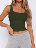 Women's Ribbed Knit Button Front Tank Top Y2K Sexy Slim Fit Sleeveless Crop Cami Top for Summer Daily Party Streetwear Ribbed Viscose Spandex Vest