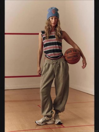 Women's Striped Sleeveless Tank Top Casual Round Neck Ruched Side Drawstring Knit Vest Sporty Summer Beach T-Shirt Top