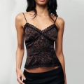 Women's Sexy Leopard Print Camisole Lace Trim V-Neck Backless Tank Top Satin Silk Like Fabric Sleeveless Summer Top Vintage Hot Girl Style Y2K Fashion