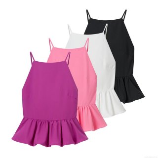 Women's Sexy Backless Peplum Tank Top 100% Polyester Spaghetti Straps Square Neck Cami Sleeveless Peplum Hem Summer Streetwear Top For Women