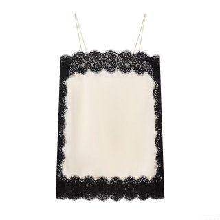 Women's Sexy Lace Patchwork Satin Camisole Top Contrast Color Eyelash Lace Trim Spaghetti Strap Tank Top Y2K Streetwear Slim Fit Sleeveless Cami Mini Dress