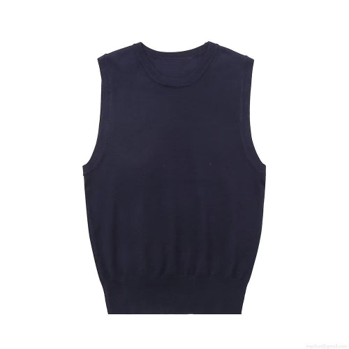 Women's Sleeveless Knit Tank Top Y2K Style Round Neck Ribbed Hem Slim Fit Polyester Summer Casual Vest Top Ladies Solid Striped Basic Top