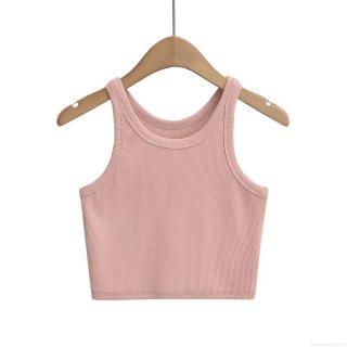 Women's Y2K Ribbed Knit Crop Top Slim Fit Round Neck Sleeveless Tank Top Sexy Summer Cotton Blend Vest For Daily Wear