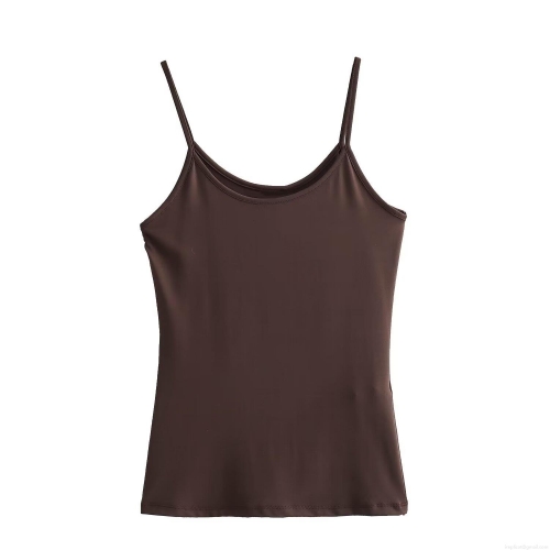 Women Sexy Slim Fit Knitted Camisole Tank Top Basic Solid Color U-Neck Thin Straps Backless Vest Top For Summer Casual Streetwear Women Clothing