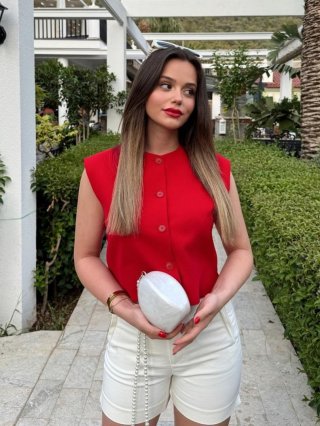 Women's Single Breasted Round Neck Sleeveless Short Vest Top Fashion Polyester Jiali Hemp Waistcoat For Casual Daily Summer Streetwear